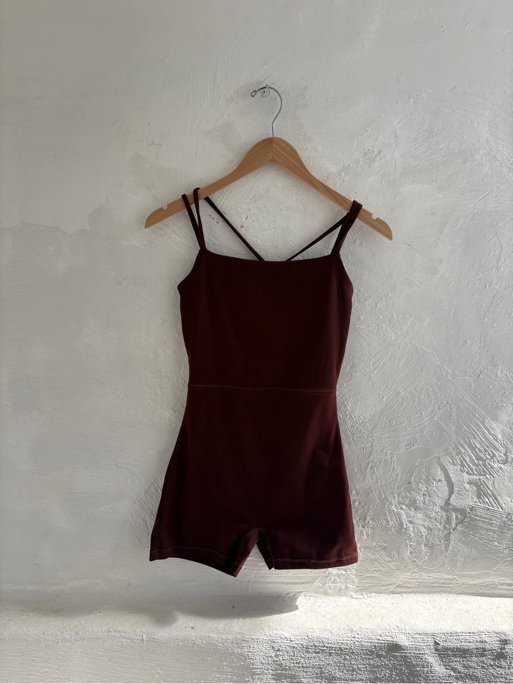 PAC 1980 PAC WHISPER Active Brown Cross Back Short Onesie